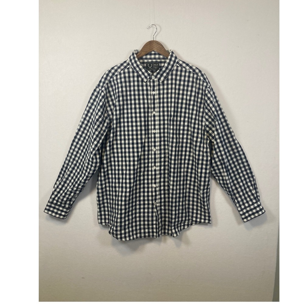 Luke & Dutch Mens 4XLB Gingham Long Sleeve Button Up Shirt Casual‎ 100% Cotton